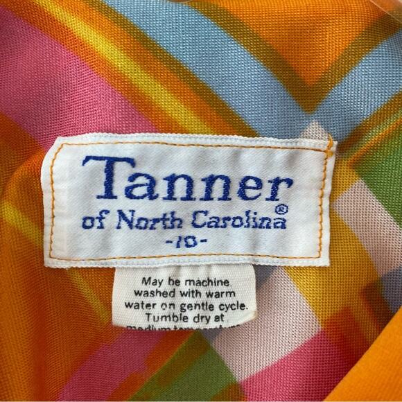 Tanner of North Caroline 60s 70s Retro Mod Maxi Dress Orange Green Button Down - Picture 8 of 8